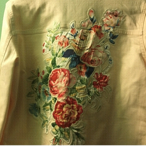 Jean style jacket with floral applique